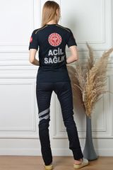 Yeni 112 Lacivert Penye Koton V Yaka T-Shirt