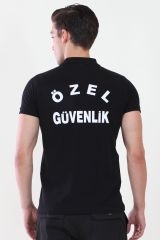 Erkek Özel Güvenlik Baskılı Siyah Güvenlik  Tshirt