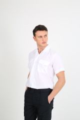 Erkek Apaç Yaka Beyaz Güvenlik Gömlek
