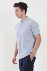 Polo Yaka Gri Melanj Tshirt
