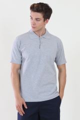Polo Yaka Gri Melanj Tshirt