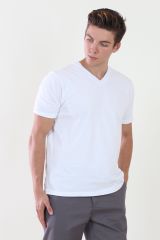 V Yaka Beyaz Tshirt