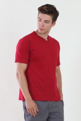 V Yaka Kırmızı Tshirt
