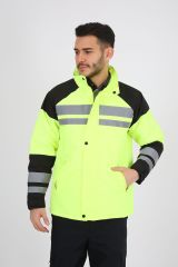 Reflektif Şeritli Motorcu Mont