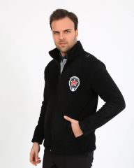 Güvenlik Nakışlı Siyah Polar Mont (Armalı)