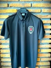 Siyah Polo Yaka Özel Güvenlik Baskılı Apoletli Tshirt Kısa Kollu Göğüs Armalı (Drytouch)